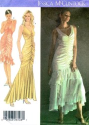 4480 SIMPLICITY GLAM BIAS EVENING RUCHED FLOUNCE V-DRESS LENGTHS PATTERN 12-16
